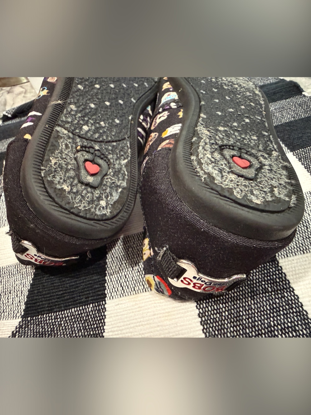 Skechers Black Slip-On Flats with Cute Doggy faces and Orange Insole. - Picture 4 of 6